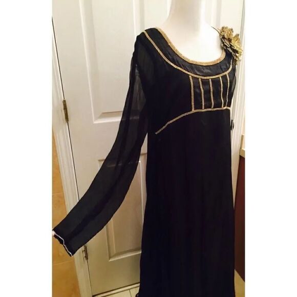 Indian Pakistani Eid Black Formal Maxi Dress Small - Picture 8 of 8